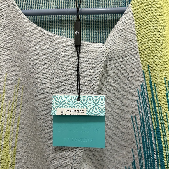 Ming Wang Blue and Green Asymmetrical Single Clasp Knit Jacket NWT PM - Picture 4 of 11